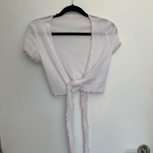 Intermix white wrap tie crop top